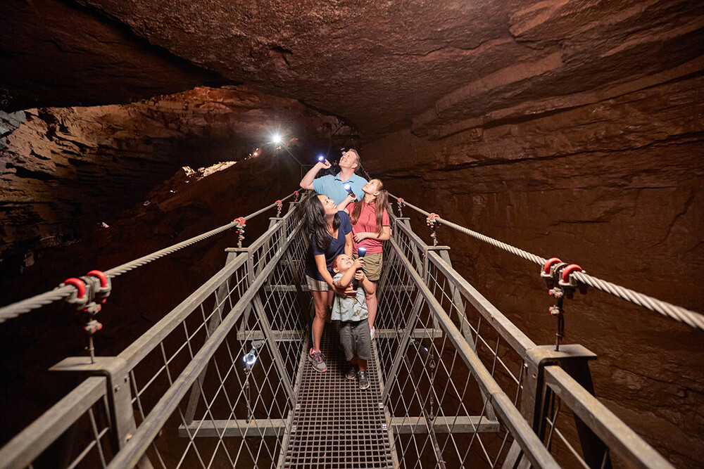 Original Image of Family on bridge inside Hidden River Cave