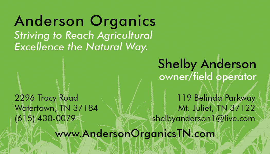Anderson Organics Business Card - Front