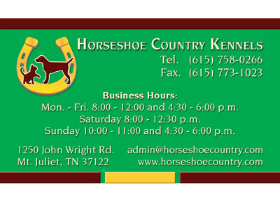 Horseshoe Country Kennels Nashville Business Card Design