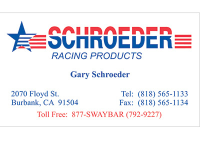 Schroeder Racing Products Nashville Business Card Design