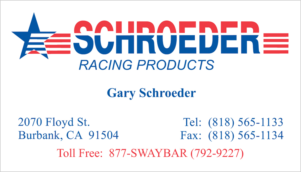 Schroeder Racing Products Business Card