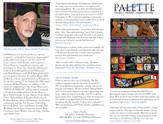 Palette Music Studio Productions Brochure (outside)