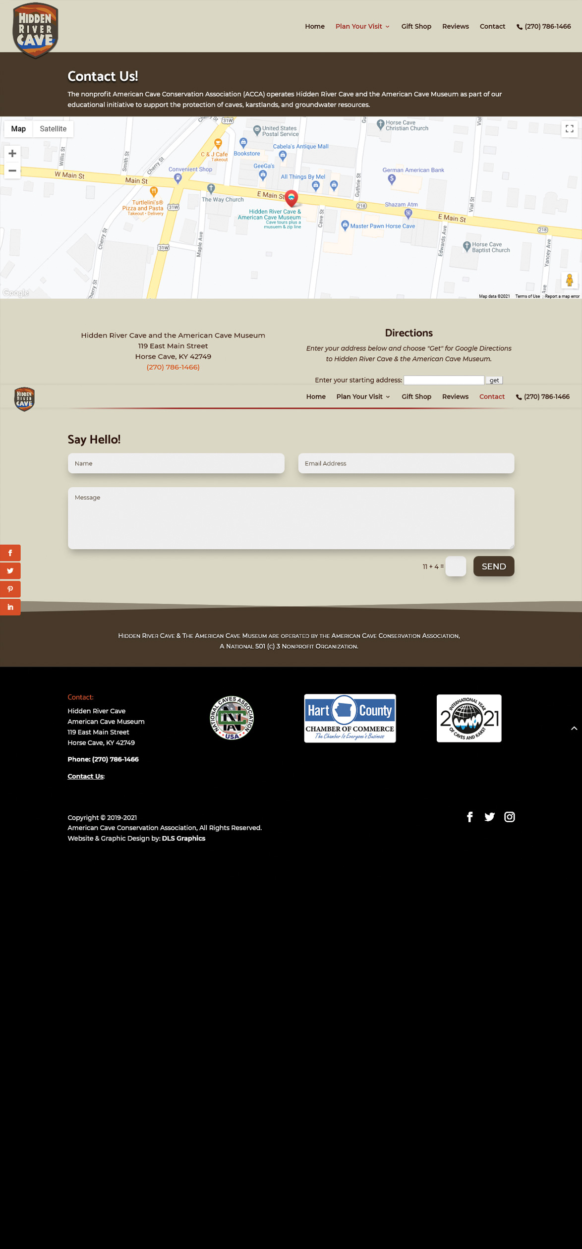Hidden River Cave-Contact Information-Kentucky nonprofit website design